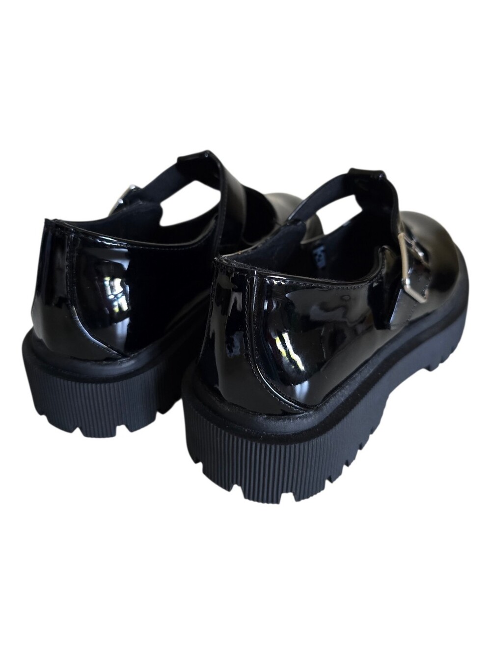 NEW 🌹 Zara Women's Black Patent T-Bar Mary Jane Chunky Heel Shoes - Picture 13 of 16